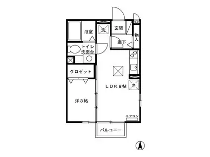 EVERGREEN(1LDK/2階)の間取り写真