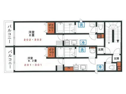 MERIAII(1K/3階)の間取り写真
