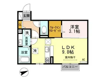 ラ・フレーズ(1LDK/1階)の間取り写真