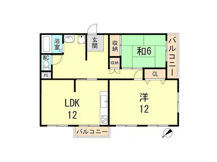 伊川谷14号棟(2LDK/3階)の間取り写真