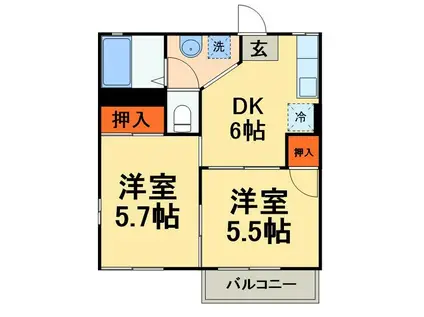 エクセル魁(2DK/1階)の間取り写真