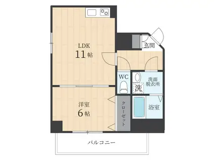 グランドゥール住吉・壱番館(1LDK/4階)の間取り写真