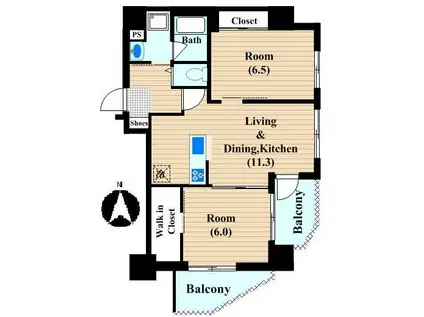 LE COIN(2LDK/2階)の間取り写真