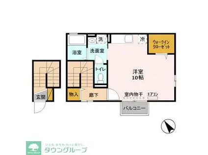 アンソレイユ(ワンルーム/2階)の間取り写真