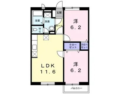 セントラル天花(2LDK/2階)の間取り写真