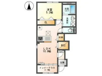 ORANGE VILLA 堀溝(1LDK/1階)の間取り写真