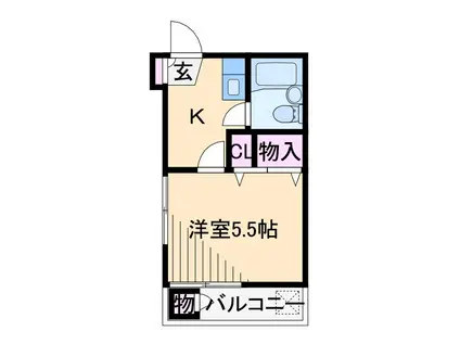 シャトー日吉(1K/2階)の間取り写真