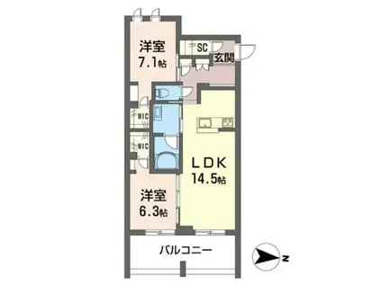 クロシェットX(2LDK/3階)の間取り写真