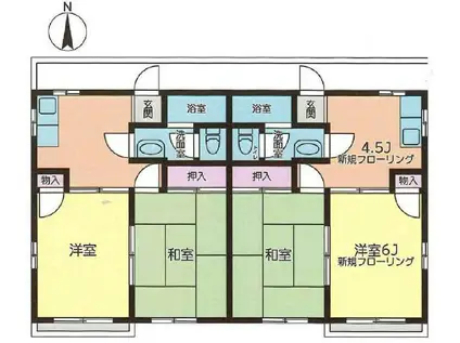 クローバービア(2DK/1階)の間取り写真