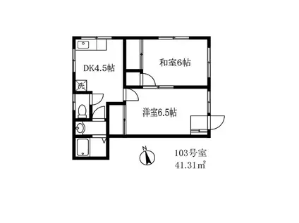 メゾン東が丘(2DK/1階)の間取り写真