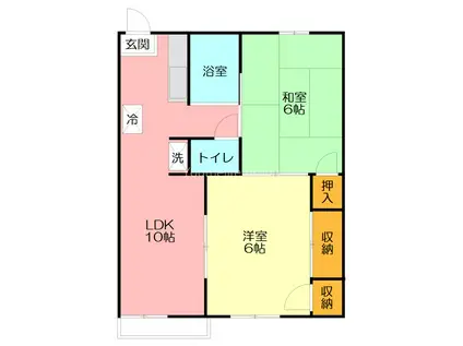 芦添ハイツ1号(2LDK/1階)の間取り写真