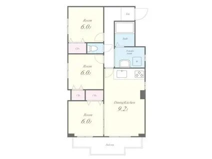 プリムール(3DK/5階)の間取り写真