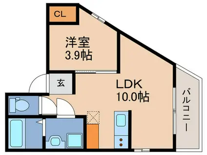 名鉄常滑線 豊田本町駅 徒歩7分 3階建 築1年(1LDK/1階)の間取り写真