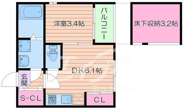 ルアーナ千林清水(1DK/1階)の間取り写真