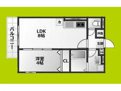 ALEGRIA北助松サウス(1LDK/3階)の間取り写真