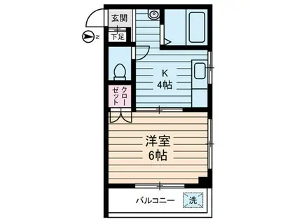 ハイツ リバーランド(1K/6階)の間取り写真