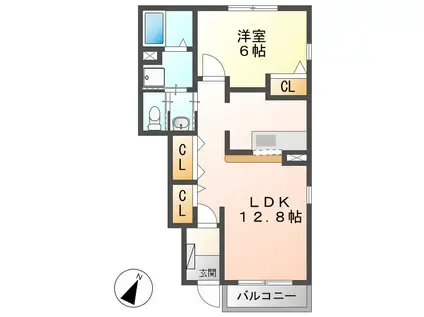 レクサス共栄E(1LDK/1階)の間取り写真