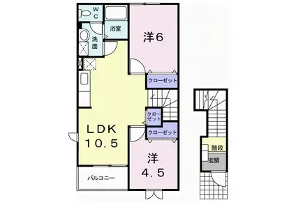 マロンシャンI番館(2LDK/2階)の間取り写真