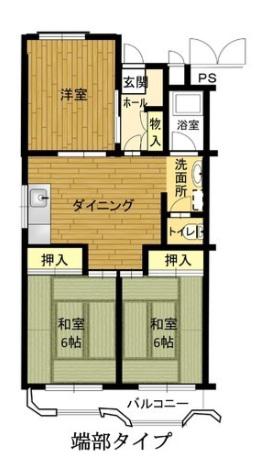 播磨城の宮3号棟(3DK/5階)の間取り写真