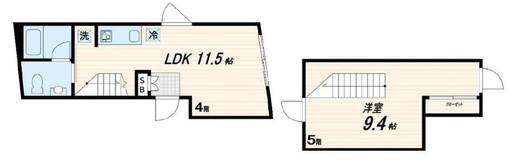 FULLEA武蔵小山(1LDK/4階)の間取り写真