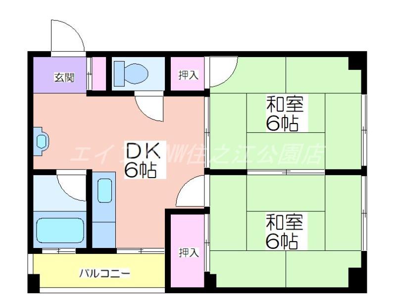 たきがわマンション(2DK/2階)の間取り写真