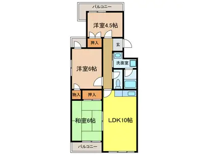コンフォート千代田(3LDK/2階)の間取り写真