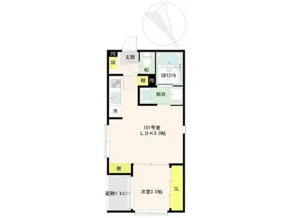 MALVA高砂(1LDK/3階)の間取り写真