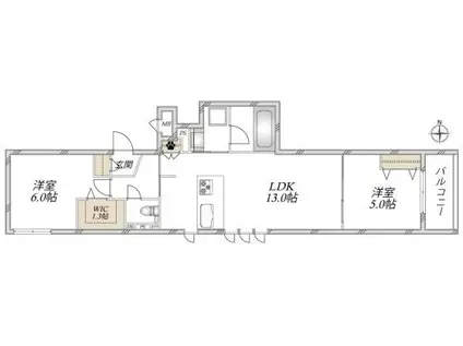 成増1丁目メゾン(2LDK/2階)の間取り写真