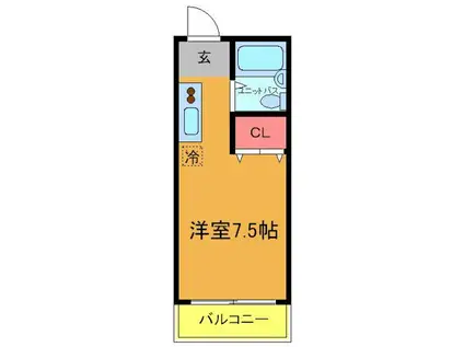 スクエア市川(ワンルーム/1階)の間取り写真