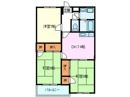 井出マンション(3DK/5階)の間取り写真