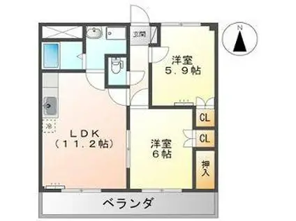 コンフォールパレス(2LDK/1階)の間取り写真
