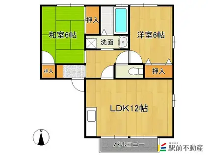 ガーデンビレッジUY(2LDK/2階)の間取り写真