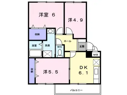 サンライトヒルズ(3DK/2階)の間取り写真