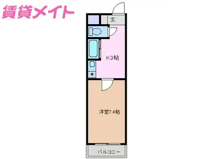 アイルーム亀山上道野(1K/3階)の間取り写真