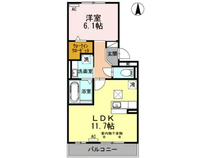 グランドール逢妻(1LDK/2階)の間取り写真