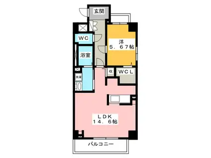 カーサ パズエス(1LDK/2階)の間取り写真