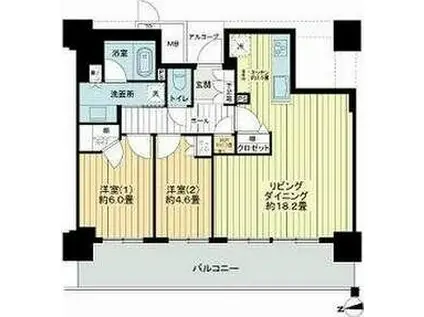 パークタワーあすと長町(2SLDK/18階)の間取り写真