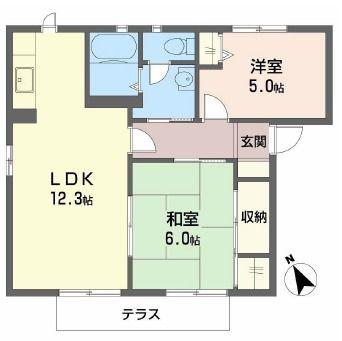 クローバー藤田(2LDK/1階)の間取り写真