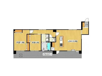 フェルヴェール粕屋(2LDK/5階)の間取り写真