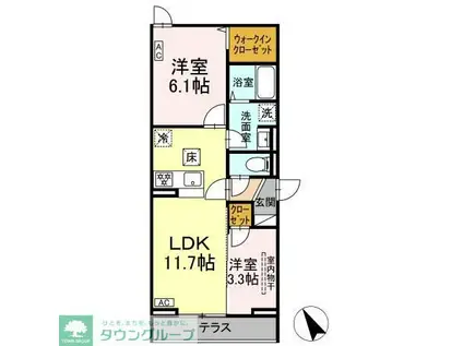 クロエ橋本(2LDK/1階)の間取り写真