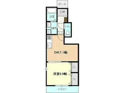 マージェ(1DK/1階)の間取り写真