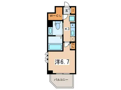 オリヴィオ用賀(1K/6階)の間取り写真