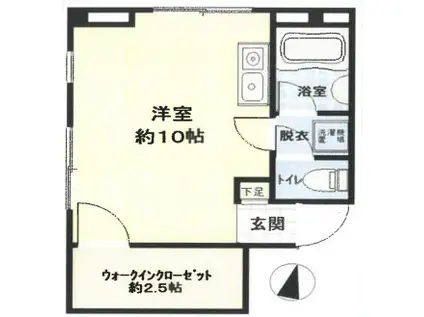 エクスクルーシブ白山(ワンルーム/2階)の間取り写真