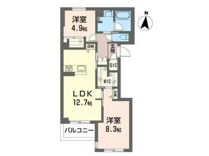ラ グランドゥール サンク(2LDK/3階)の間取り写真
