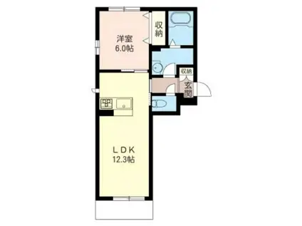 グレンディールC(1LDK/2階)の間取り写真