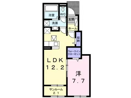 プリート フィオーレV(1LDK/1階)の間取り写真