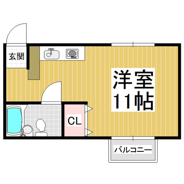 ハイツエーデルワイス(ワンルーム/2階)の間取り写真