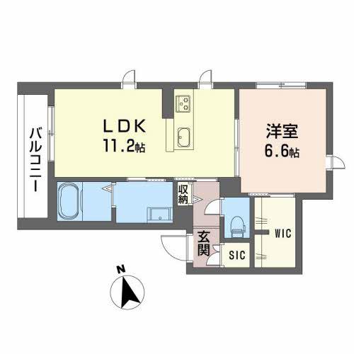 ベレオ LA SPIAGGIA(1LDK/2階)の間取り写真