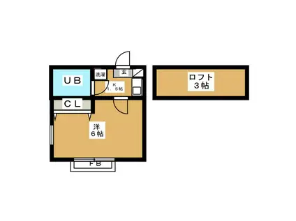 ファミールアマノ(1K/2階)の間取り写真