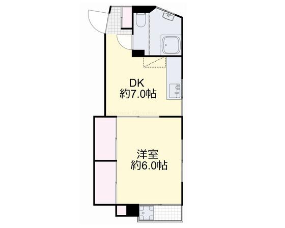 矢吹ビル(1DK/3階)の間取り写真